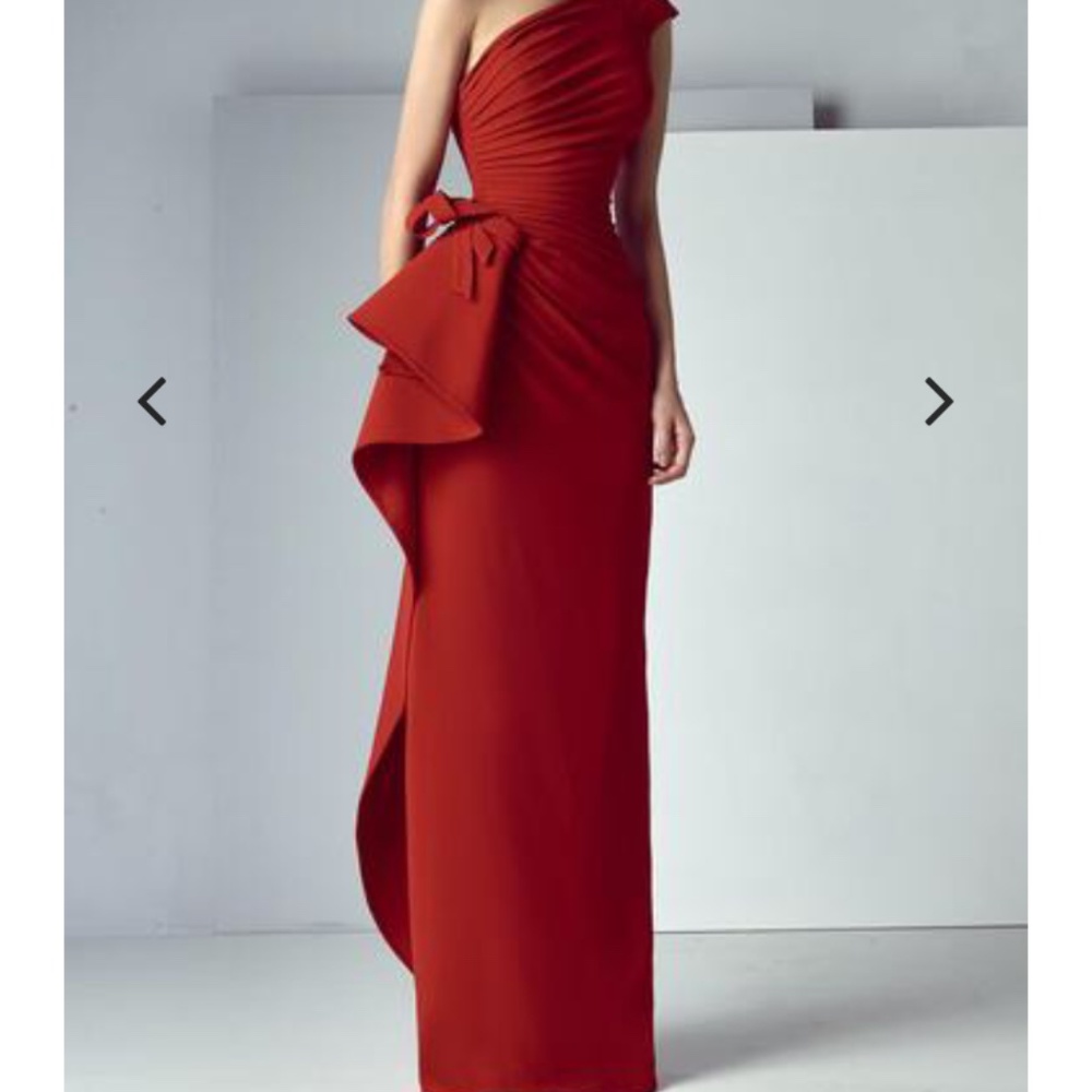 Asymmetrical Ruffled Panel Gown- Saiid Kobeisy Dress